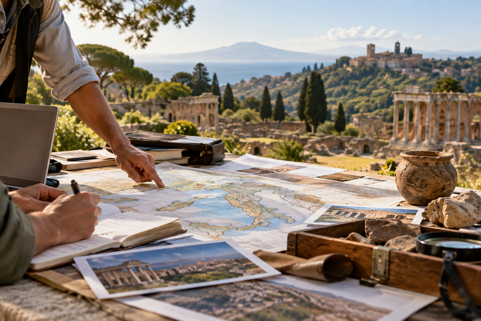 Schema di un itinerario archeologico con tappe, schede di approfondimento e materiali per la visita